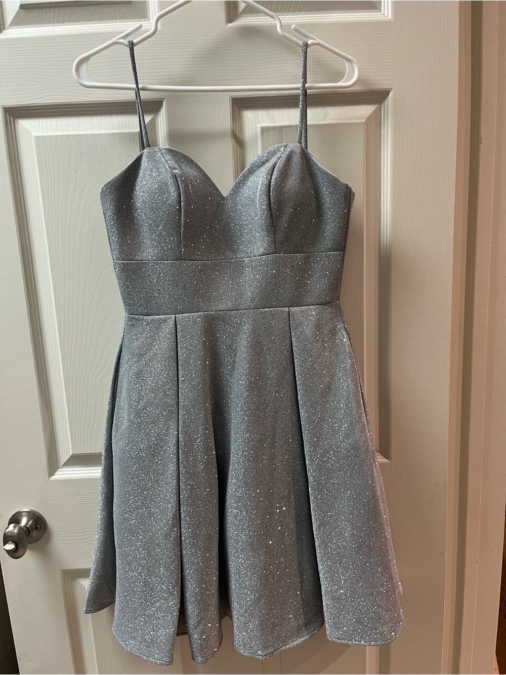 Silver Glitter Spaghetti-Strap Dress